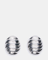 GROOVED CIRCULAR STUD EARRINGS SILVER
