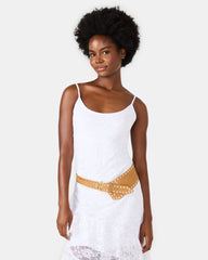 STUDDED WIDE WAIST BELT BROWN