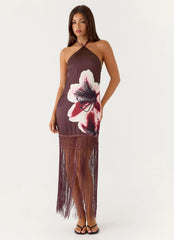 Niahvette Halter Midaxi Dress - Velvet Bloom