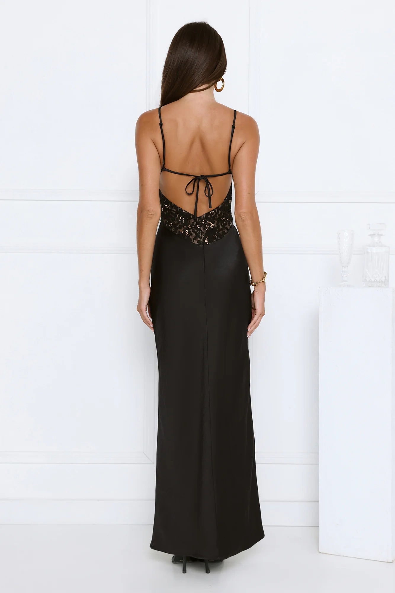 Signature Aura Satin Maxi Dress Black